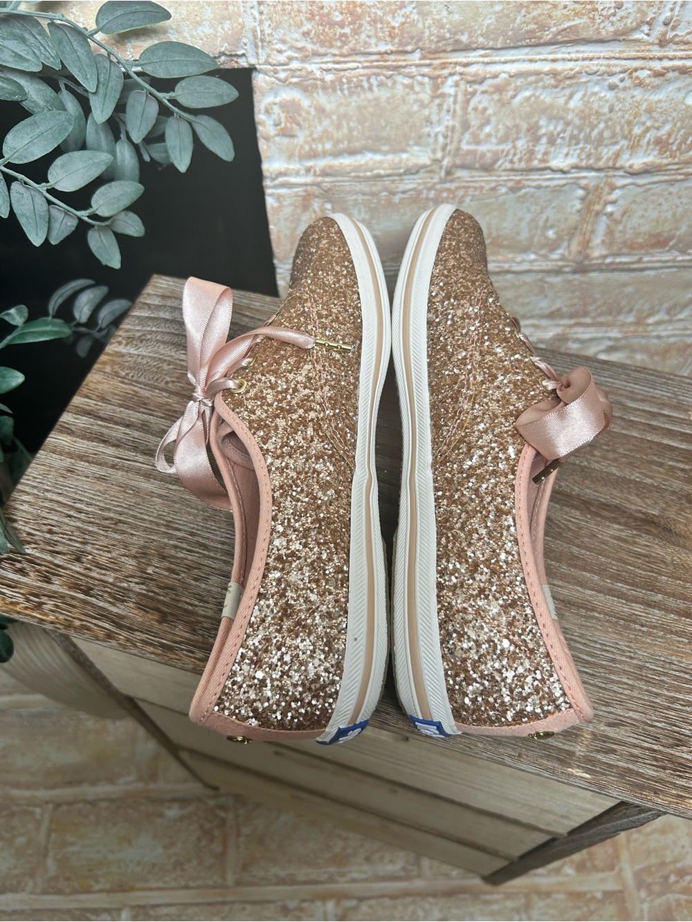 Keds x Kate Spade New York Champion Glitter Sneakers Rose Gold Size 6.5 #41 - Picture 7 of 10